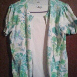 Hampshire Studio Womens XL Cardigan Sweater L Tank Top 2 PC Set